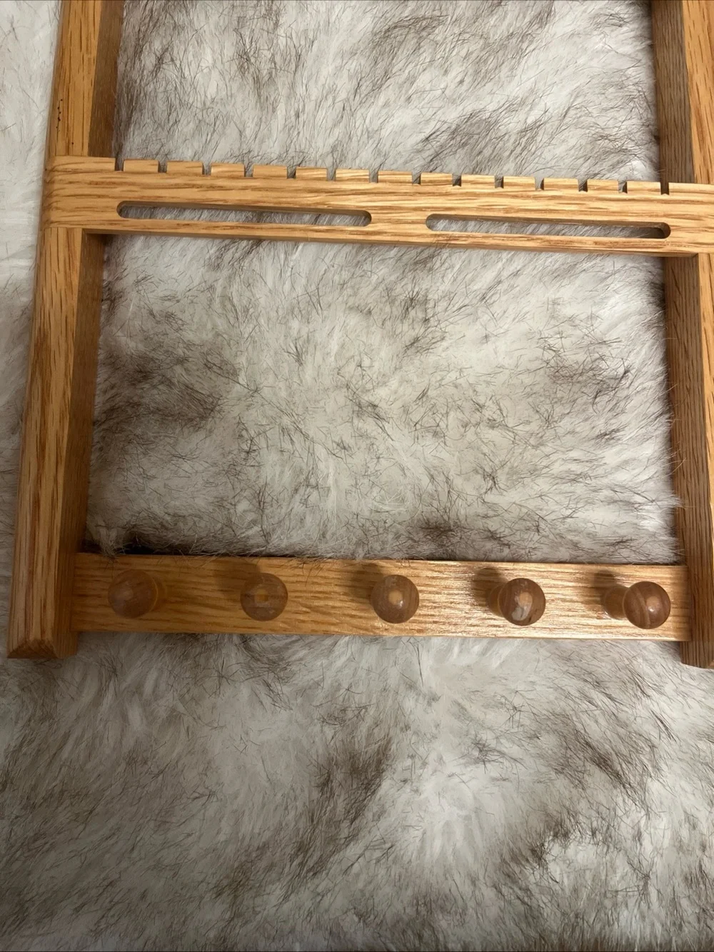 Wood Wood Oak-Tone Wall Jewelry Organizer with Pegs